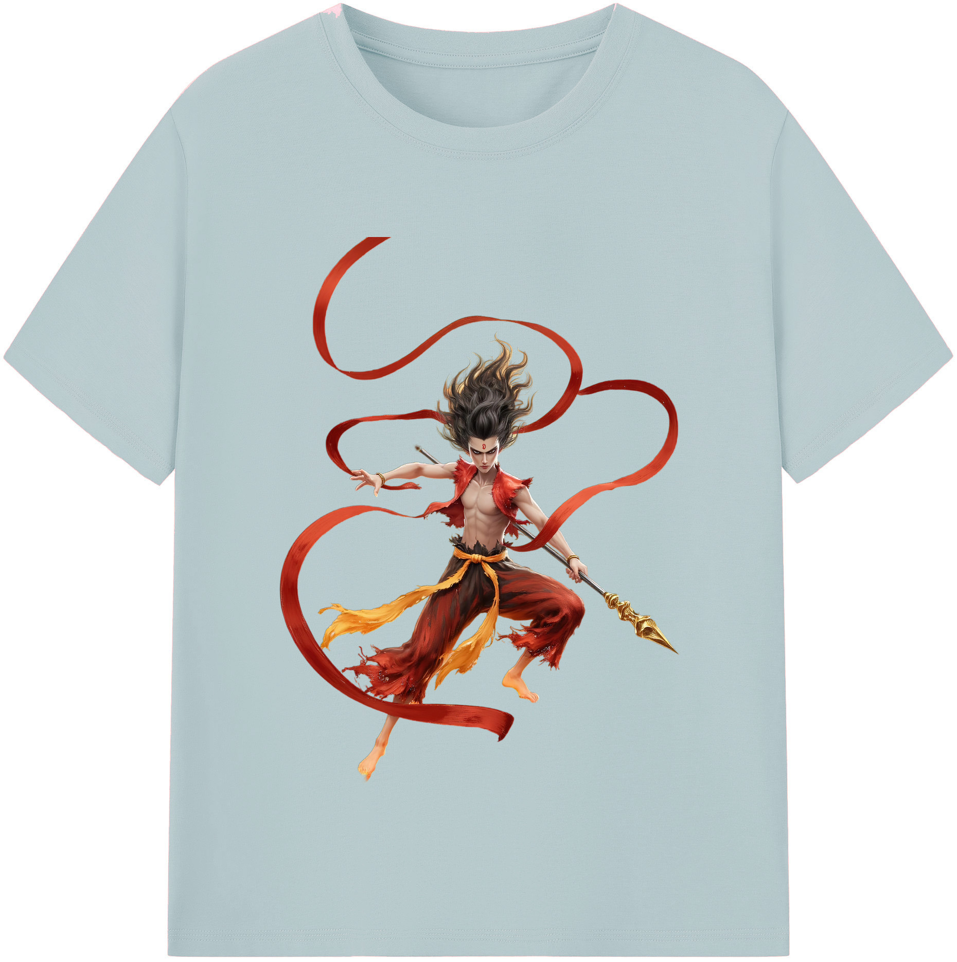 （画像用） Ne Zha 2 ナタ 魔童の大暴れ 綿100％半袖Tシャツ（フロントプリント）